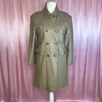 1980s Taupe leather trench coat, unbranded, size 16