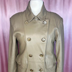 1980s Taupe leather trench coat, unbranded, size 16