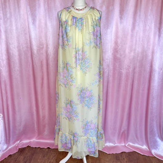 1960s Yellow floral nightgown, by St Michael, size 16