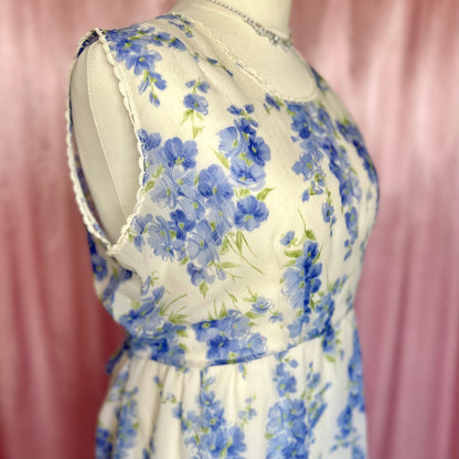 1970s Sheer floral nightgown, handmade, size 20