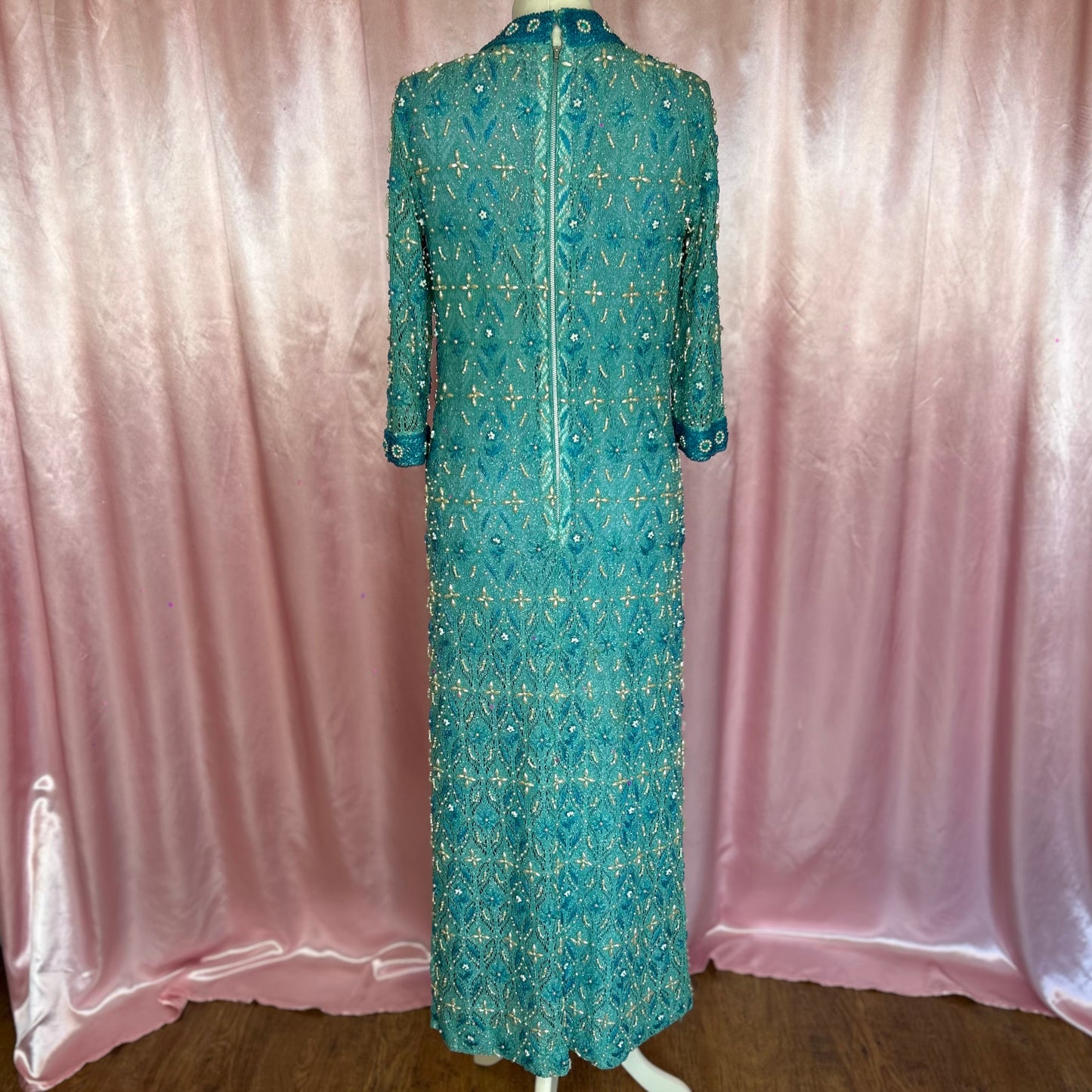 1960s Blue embellished dress, by Ma Cherie, size 10