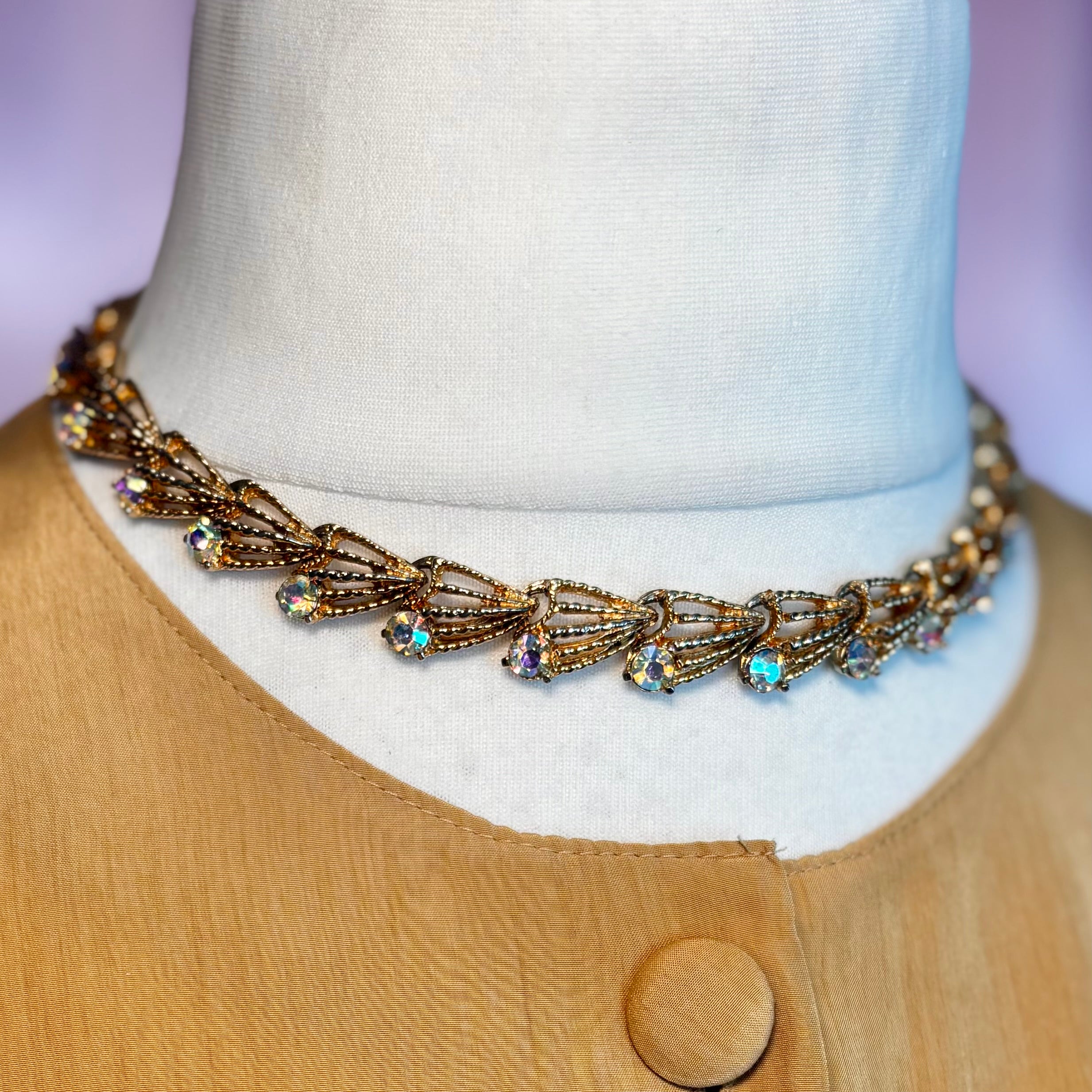 1980s Gold AB diamanté necklace