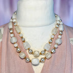 1980s White & pearl effect bead necklace