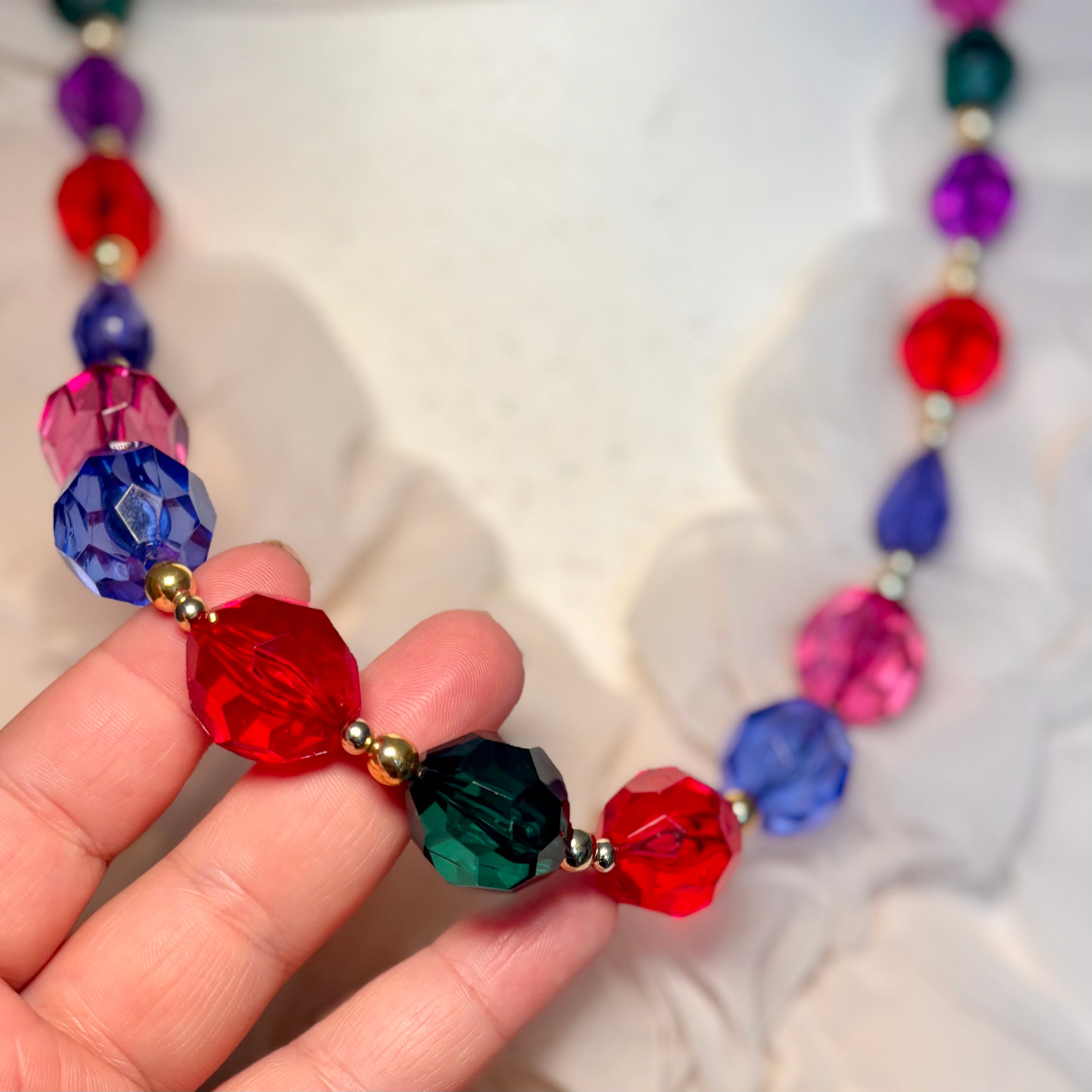 1980s Multicoloured chunky bead necklace