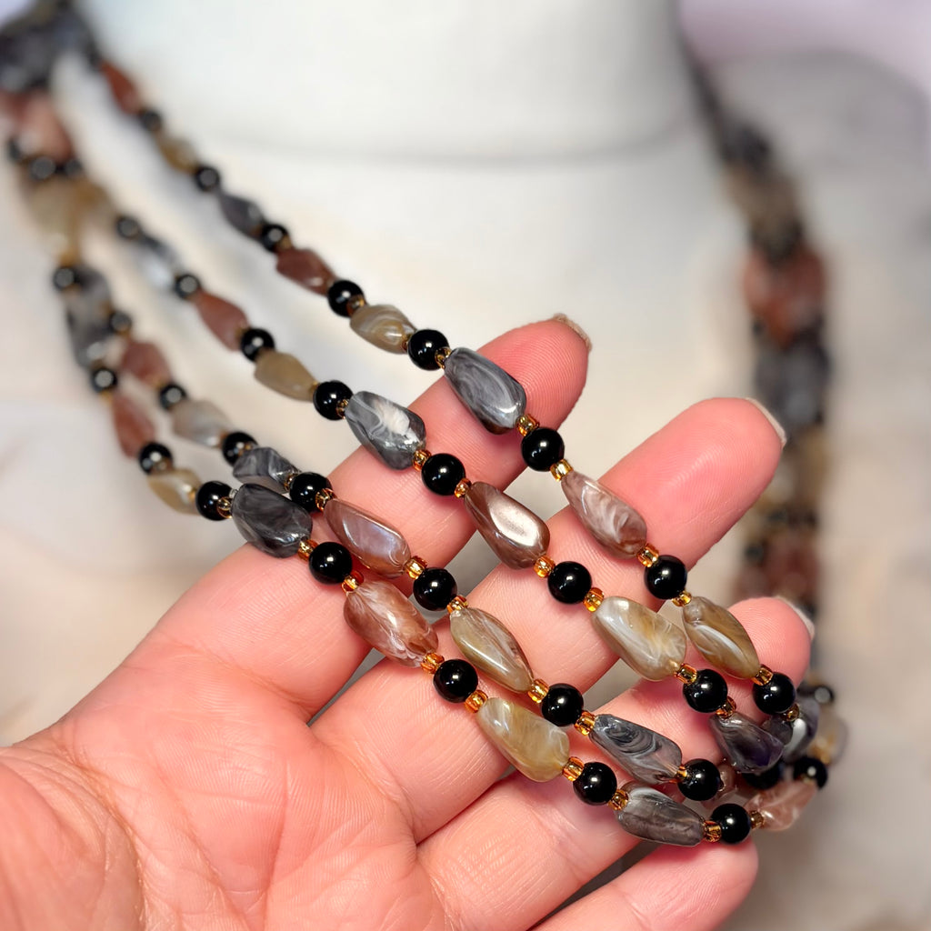 1980s Marbled multi strand necklace