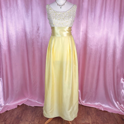 1960s Yellow maxi dress, handmade, size 6