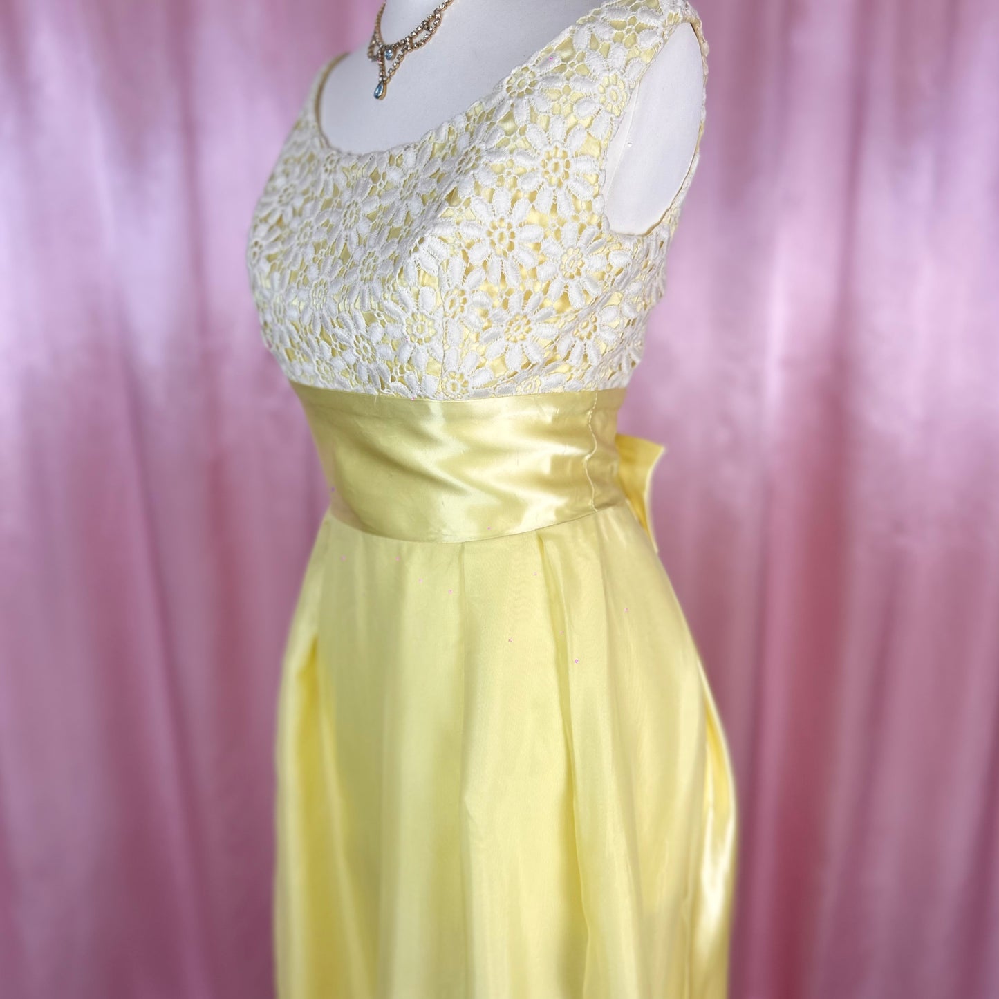 1960s Yellow maxi dress, handmade, size 6