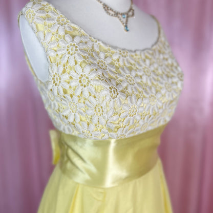 1960s Yellow maxi dress, handmade, size 6