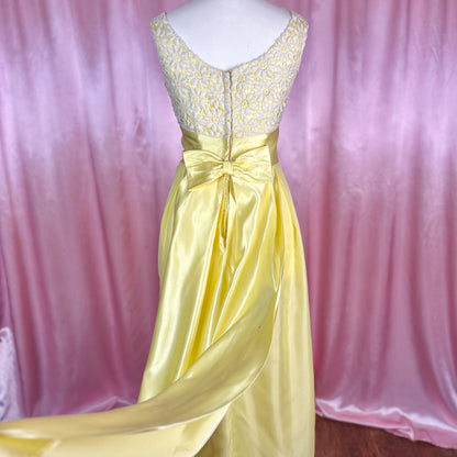 1960s Yellow maxi dress, handmade, size 6