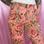 1980s Pink floral mom jeans, Unbranded, size 10