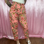 1980s Pink floral mom jeans, Unbranded, size 10