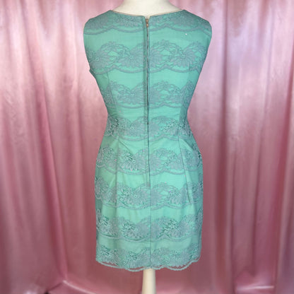 1960s Blue lace mini dress, unbranded, size 12/14