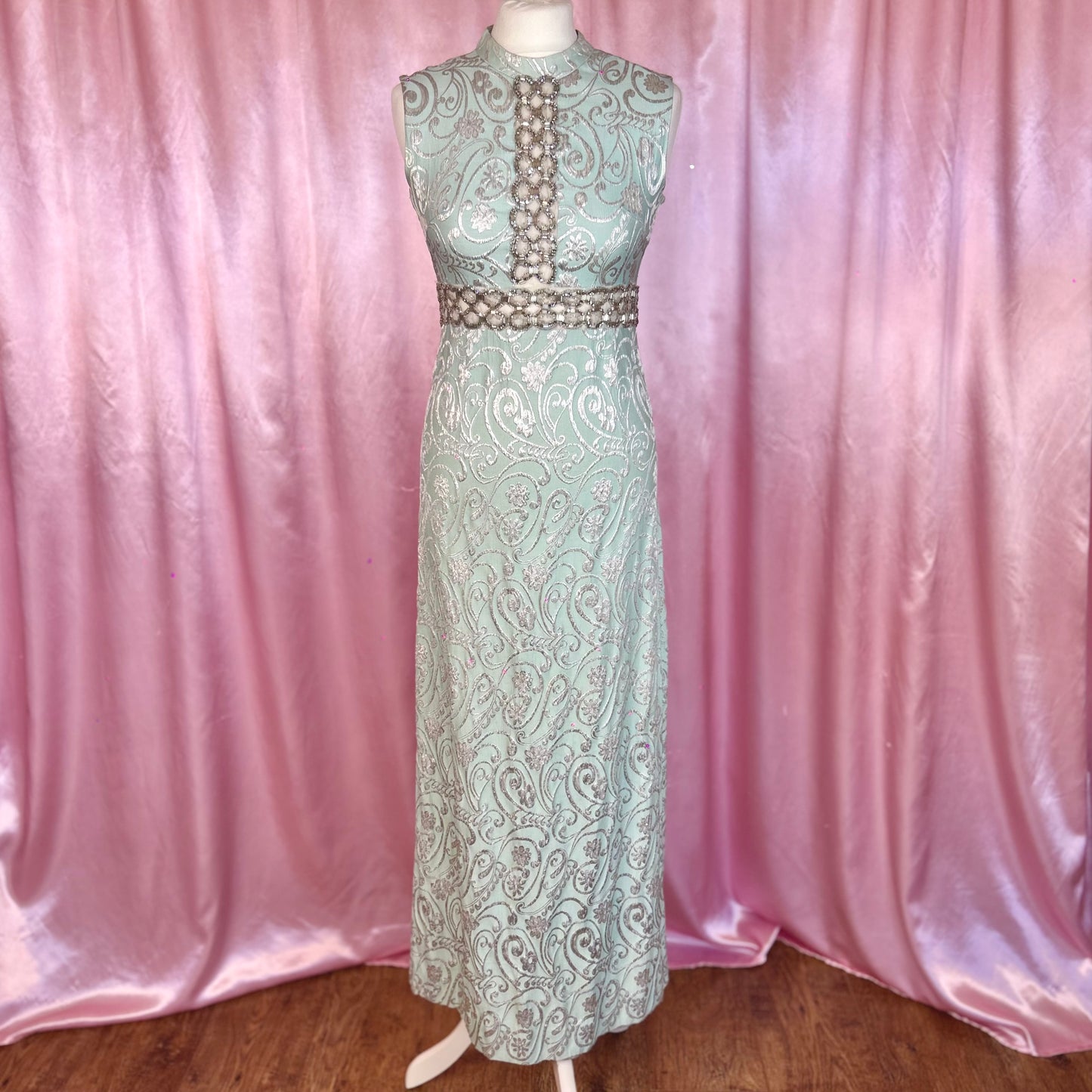 1960s Shimmery Lurex maxi, by Mary Nash, size 8