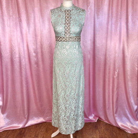 1960s Shimmery Lurex maxi, by Mary Nash, size 8