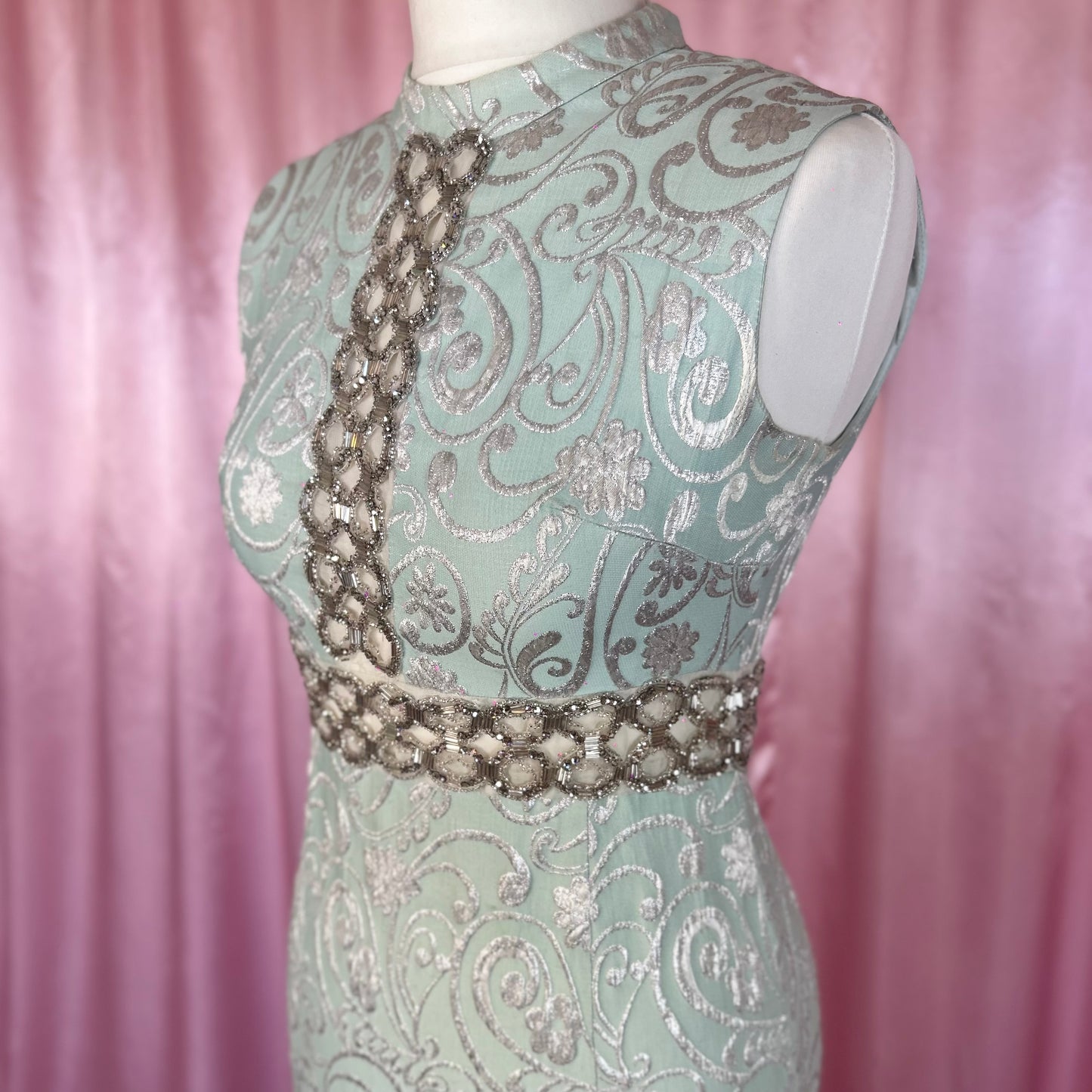 1960s Shimmery Lurex maxi, by Mary Nash, size 8