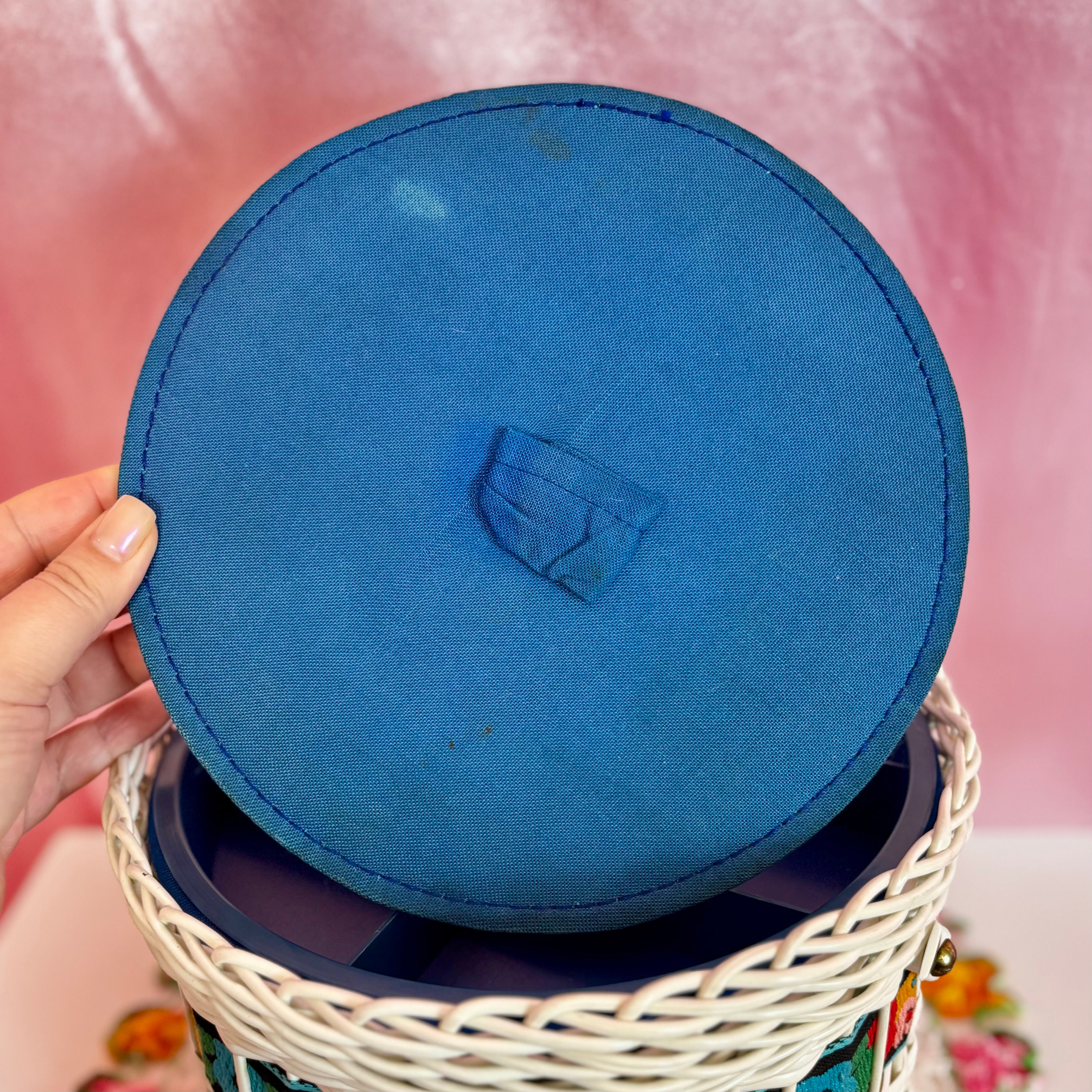1970s Wicker sewing basket