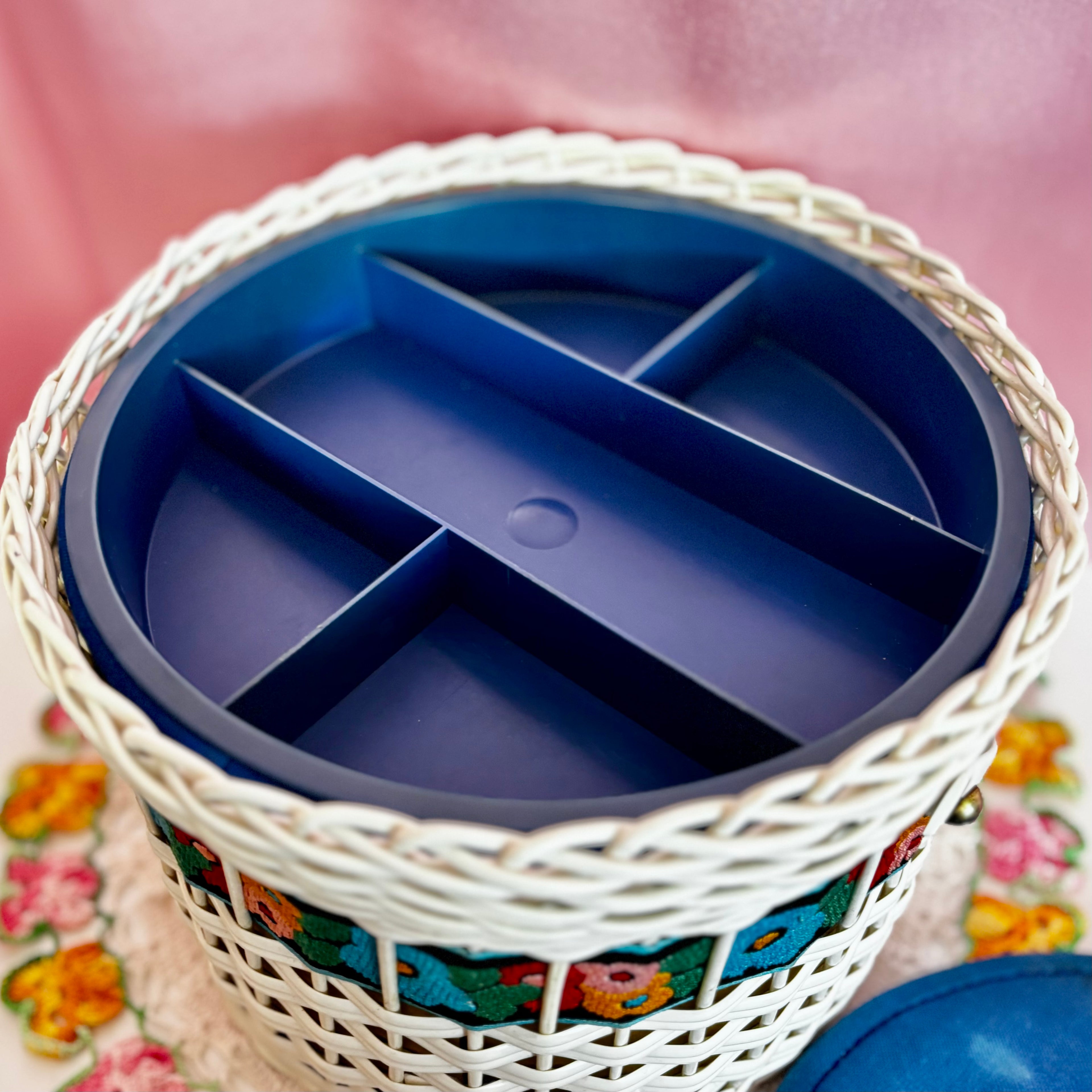 1970s Wicker sewing basket