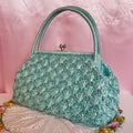 1960s Blue crochet raffia bag