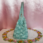 1960s Blue crochet raffia bag