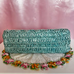 1960s Blue crochet raffia bag
