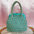 1960s Turquoise crochet beaded bag