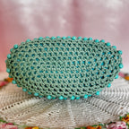 1960s Turquoise crochet beaded bag