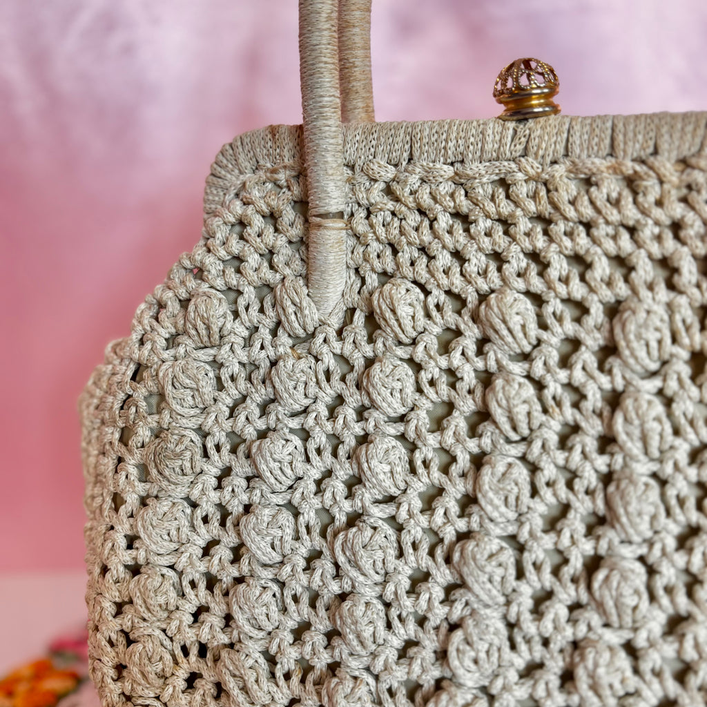 1960s Cream crochet handbag