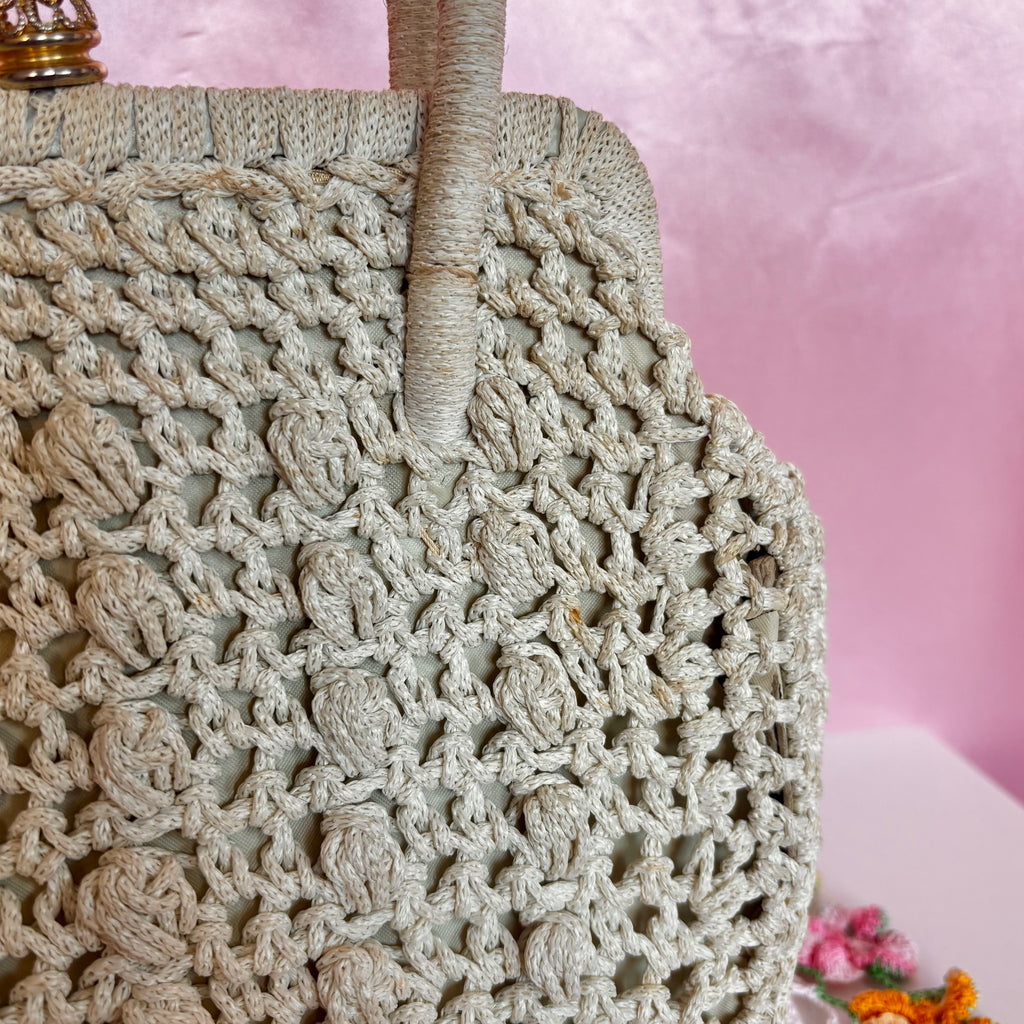 1960s Cream crochet handbag