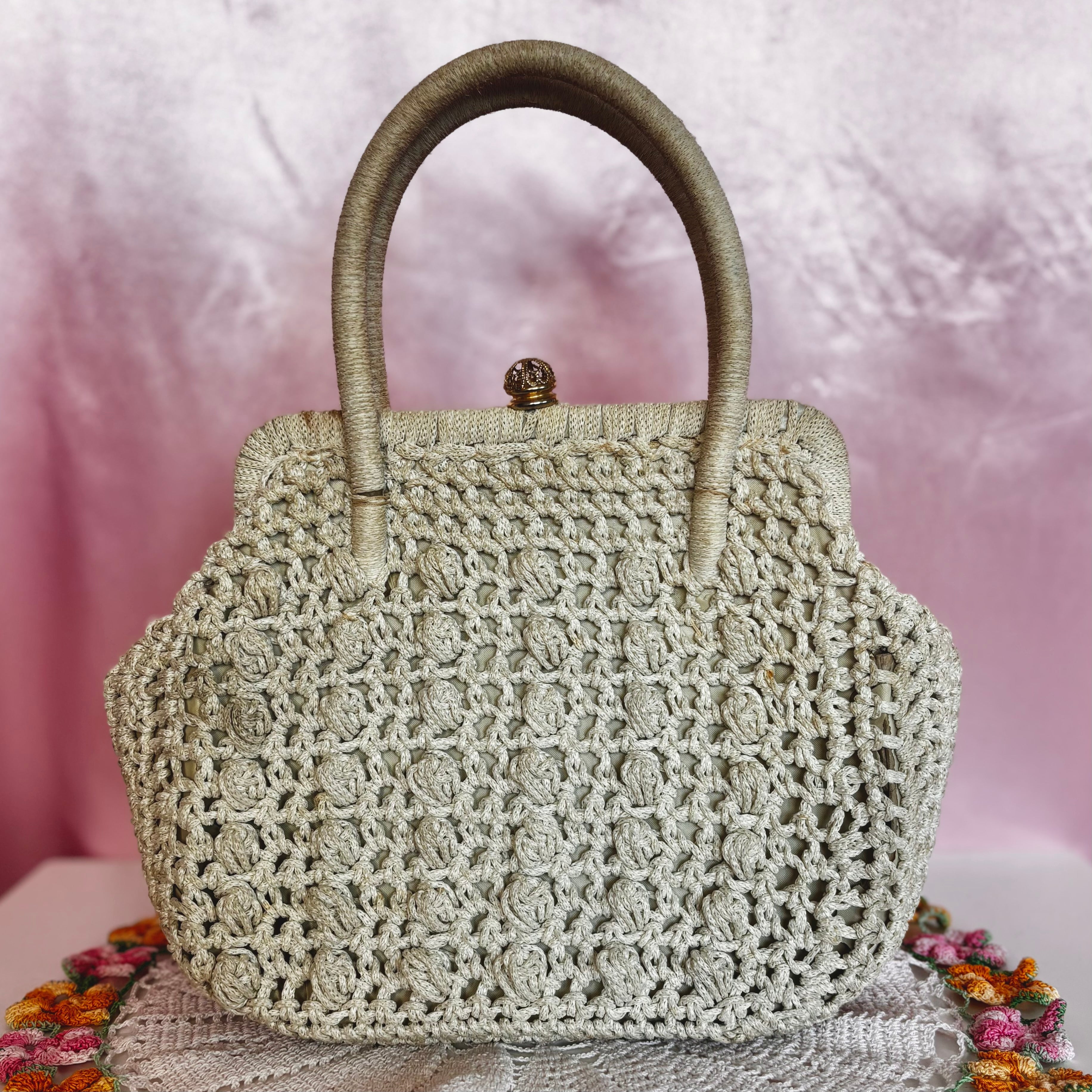 1960s Cream crochet handbag