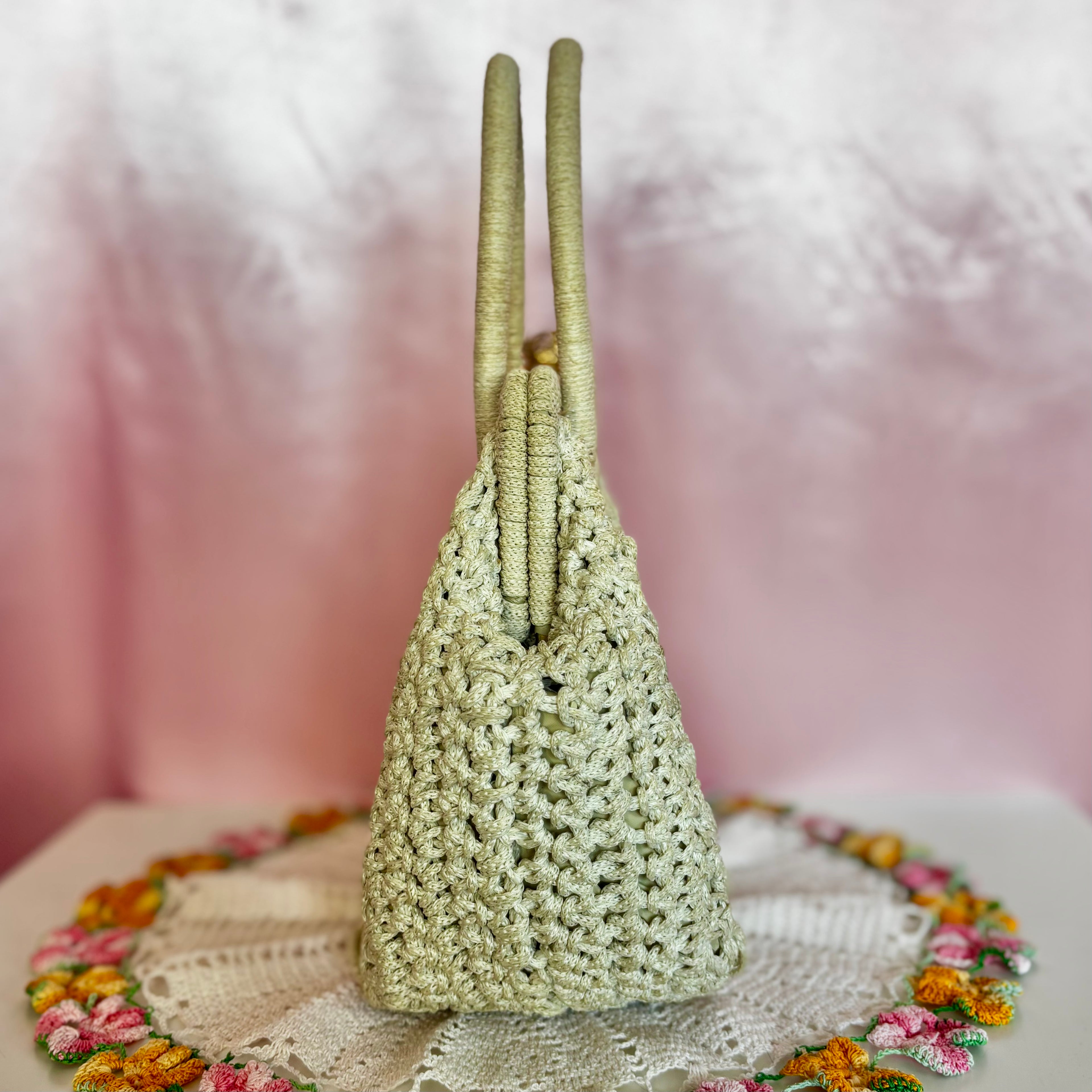 1960s Cream crochet handbag