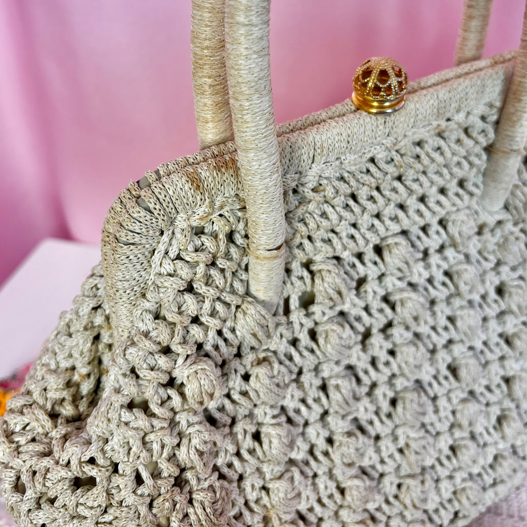 1960s Cream crochet handbag
