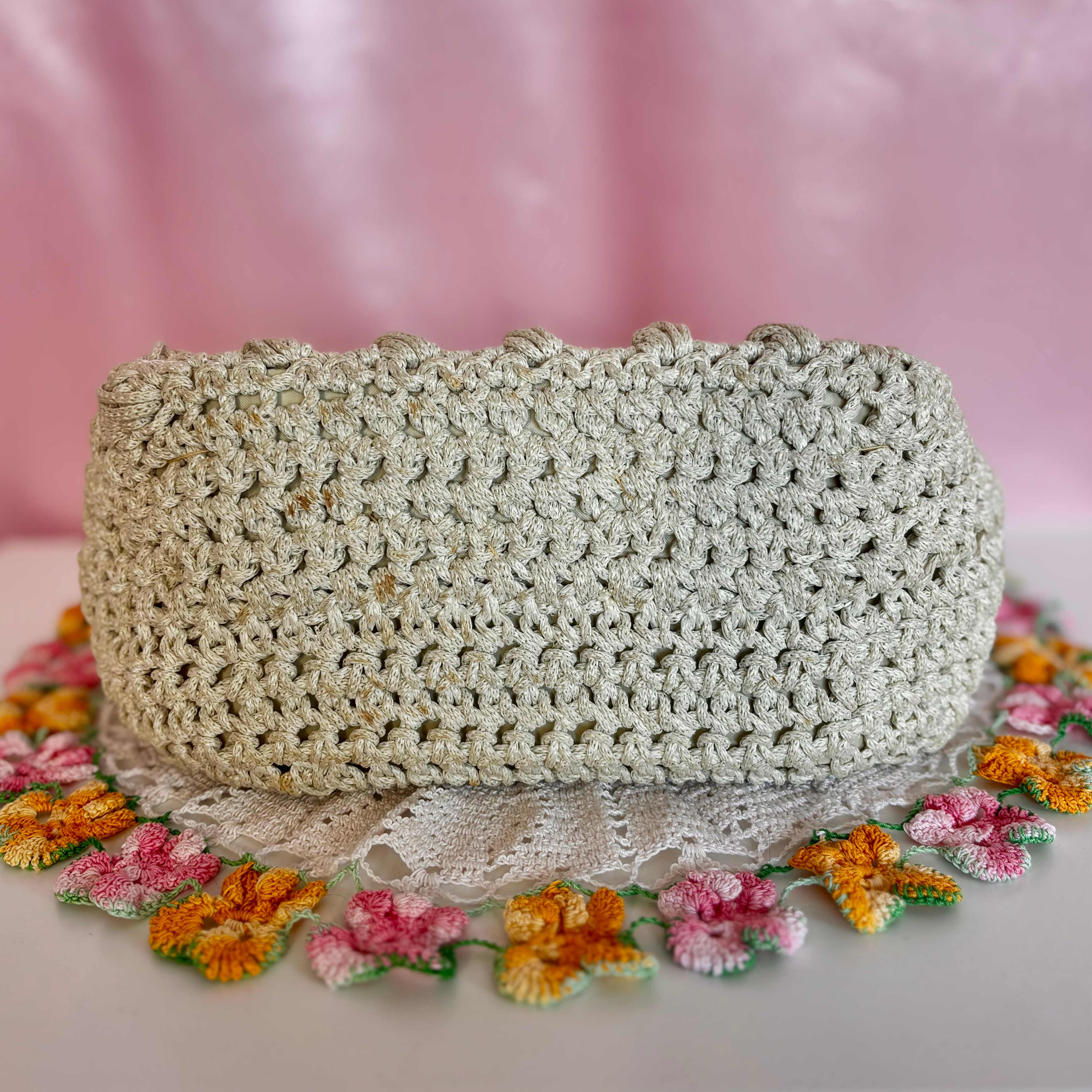 1960s Cream crochet handbag