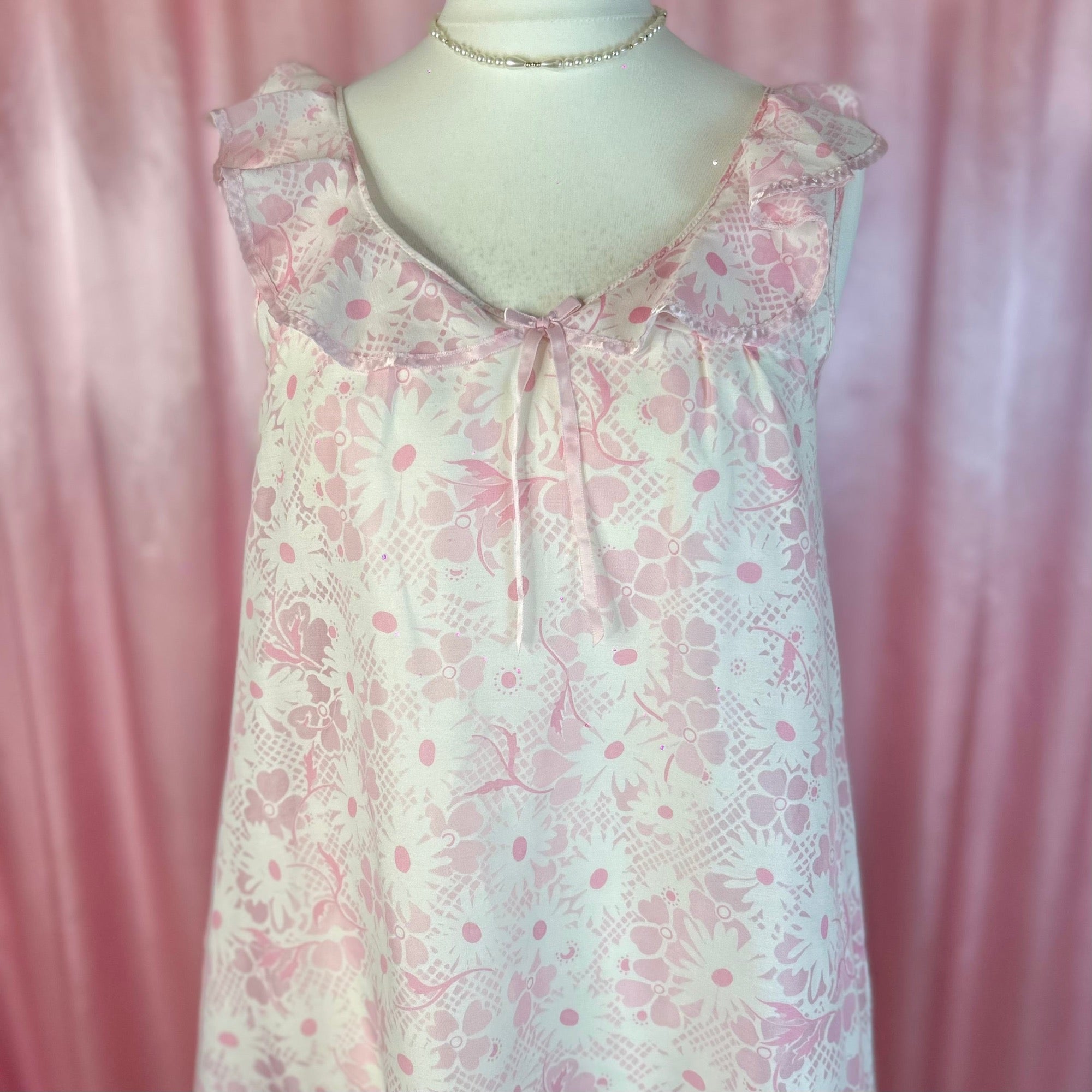 1960s Pink floral nightgown, by St Michael, size 12