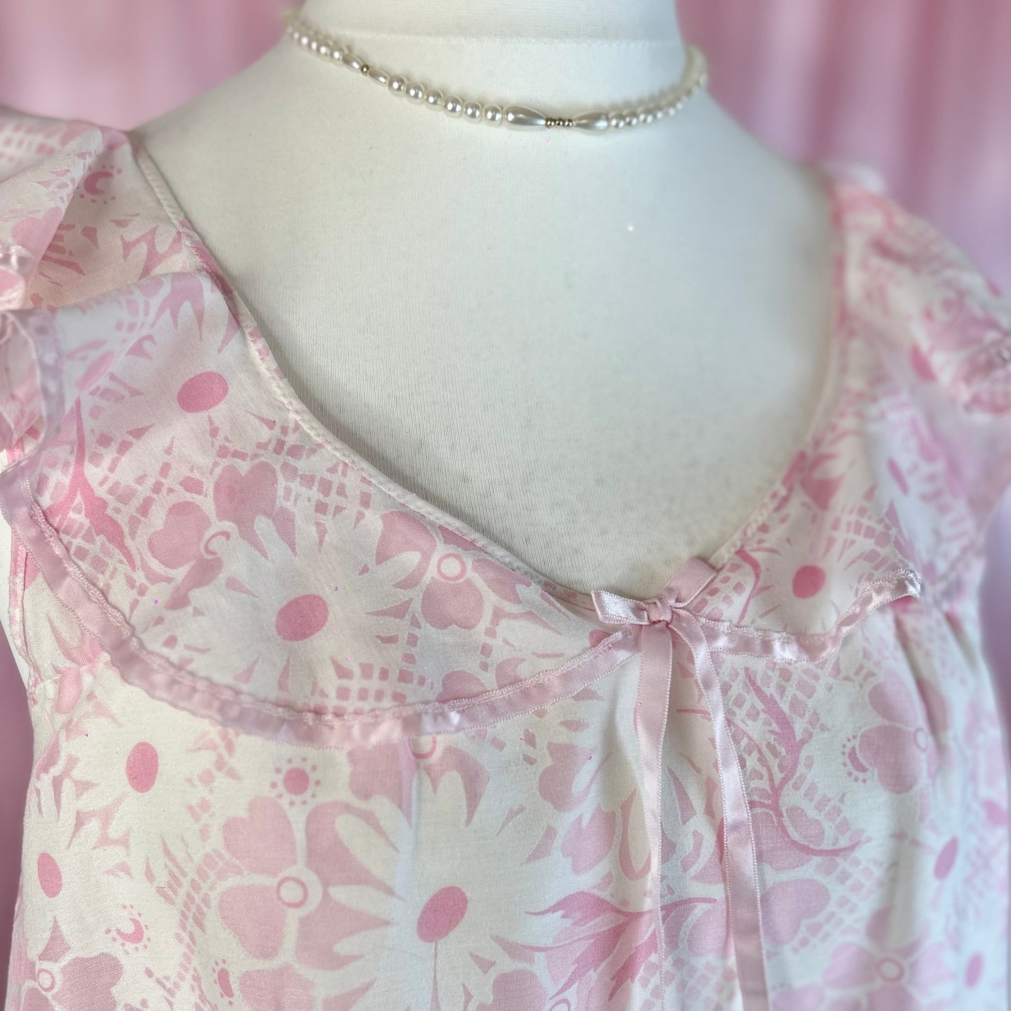1960s Pink floral nightgown, by St Michael, size 12
