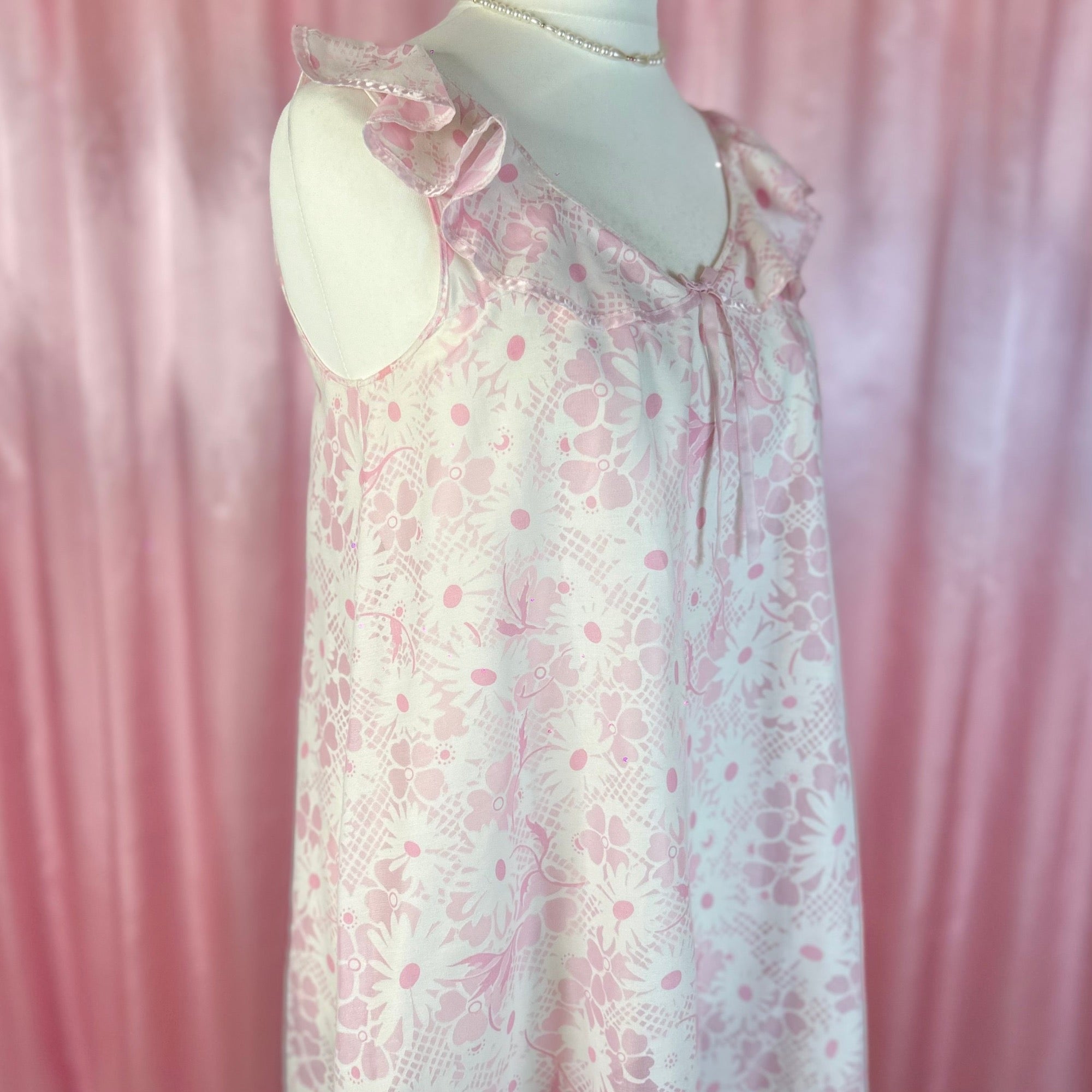 1960s Pink floral nightgown, by St Michael, size 12