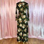 1970s floral jersey maxi dress, by Eastex, size 12