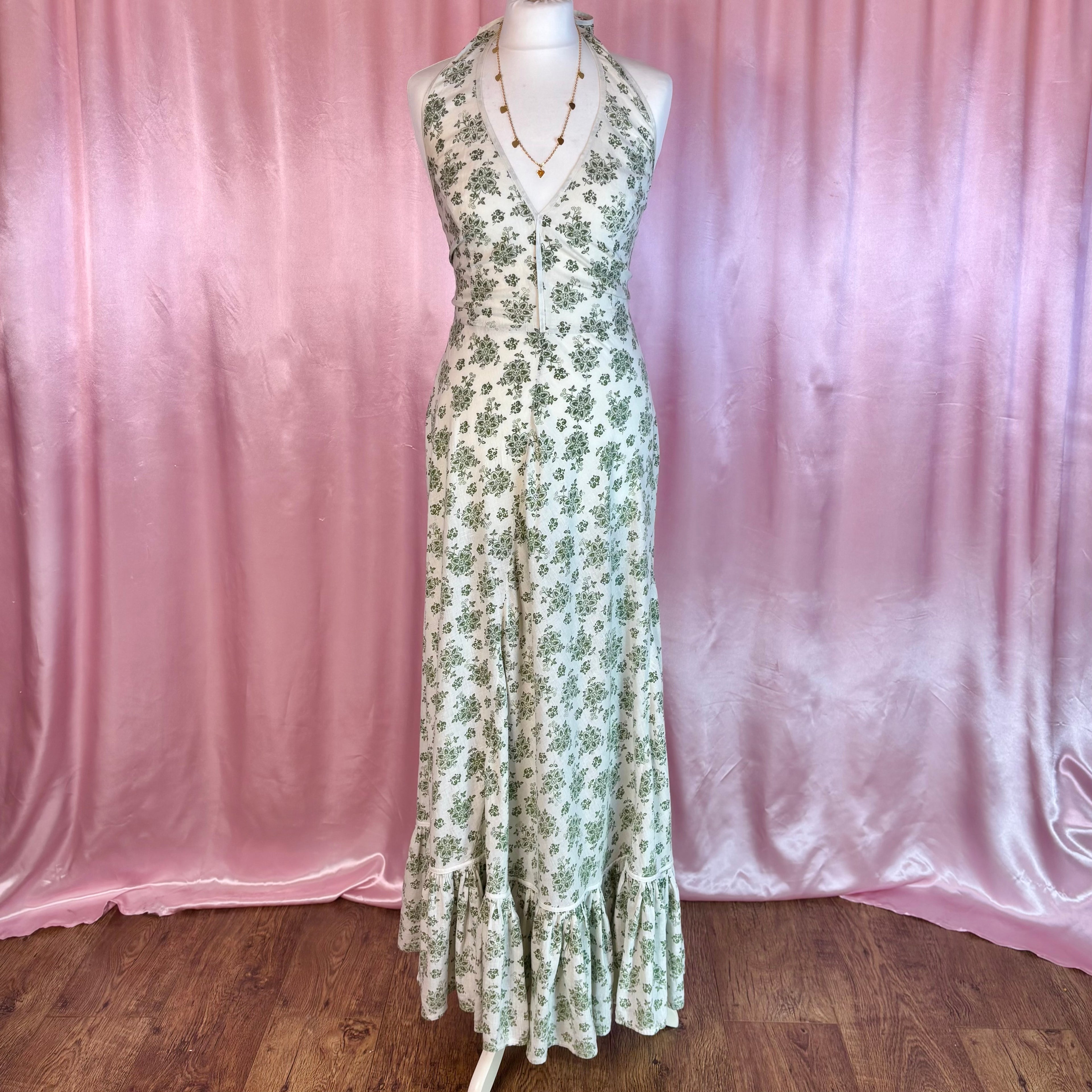 1960s/70s Patterned halter dress, by Laura Ashley, size 8