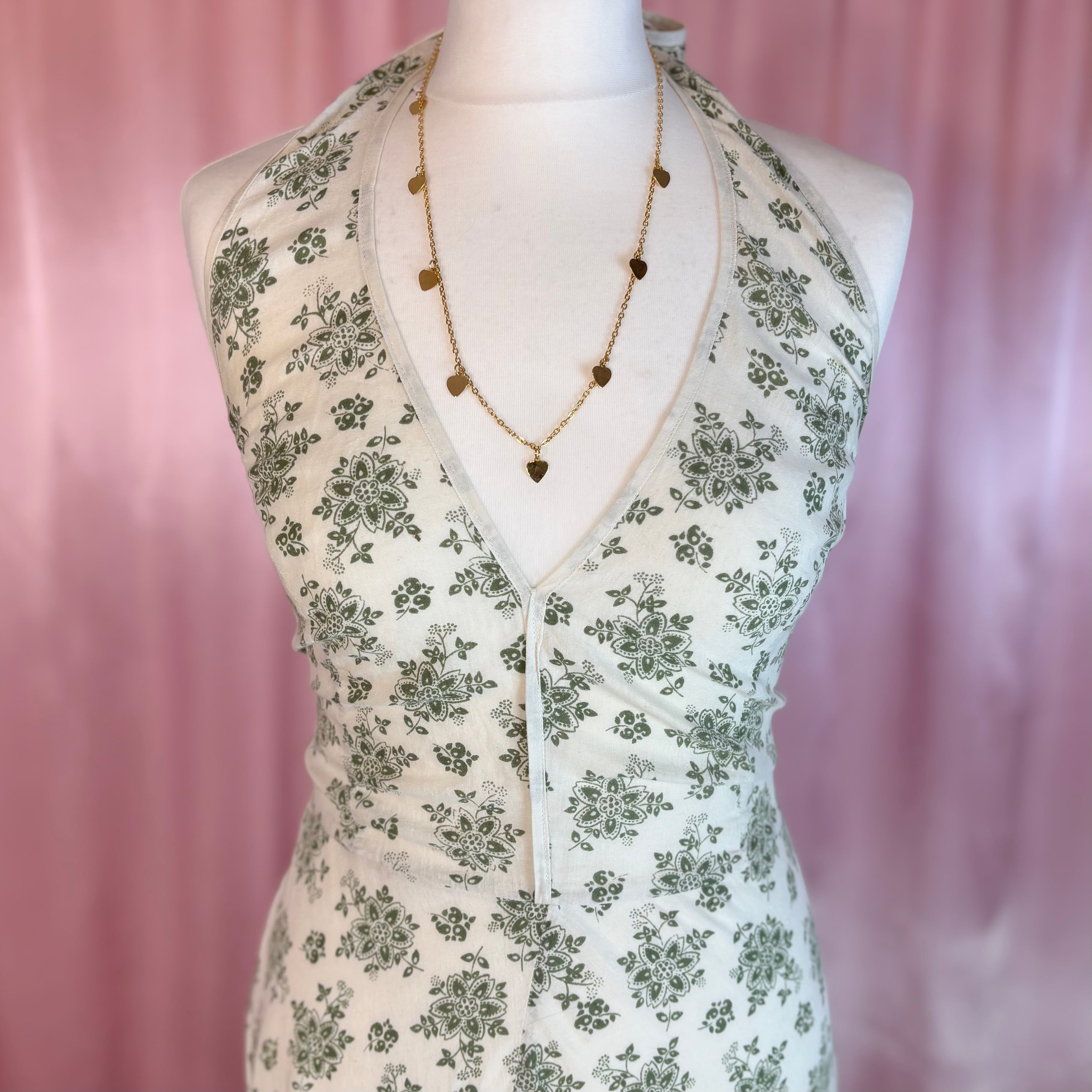 1960s/70s Patterned halter dress, by Laura Ashley, size 8