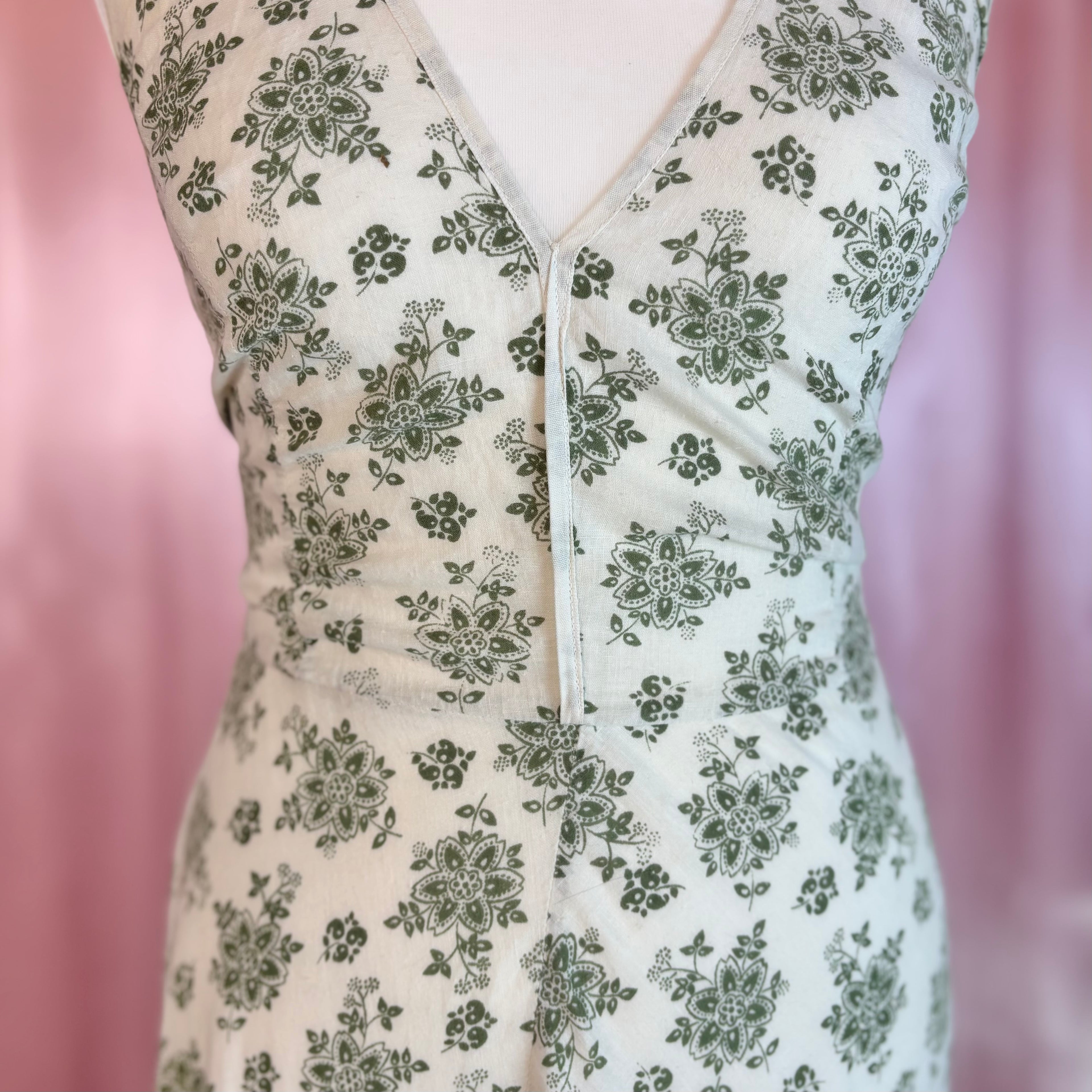 1960s/70s Patterned halter dress, by Laura Ashley, size 8