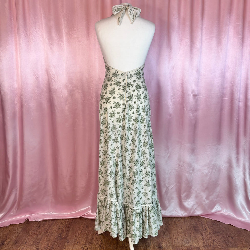 1960s/70s Patterned halter dress, by Laura Ashley, size 8