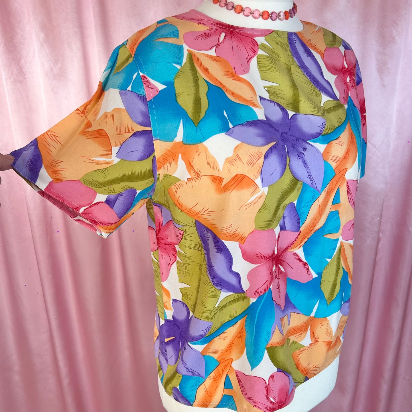 1980s Tropical floral print top, by Tess, size 12