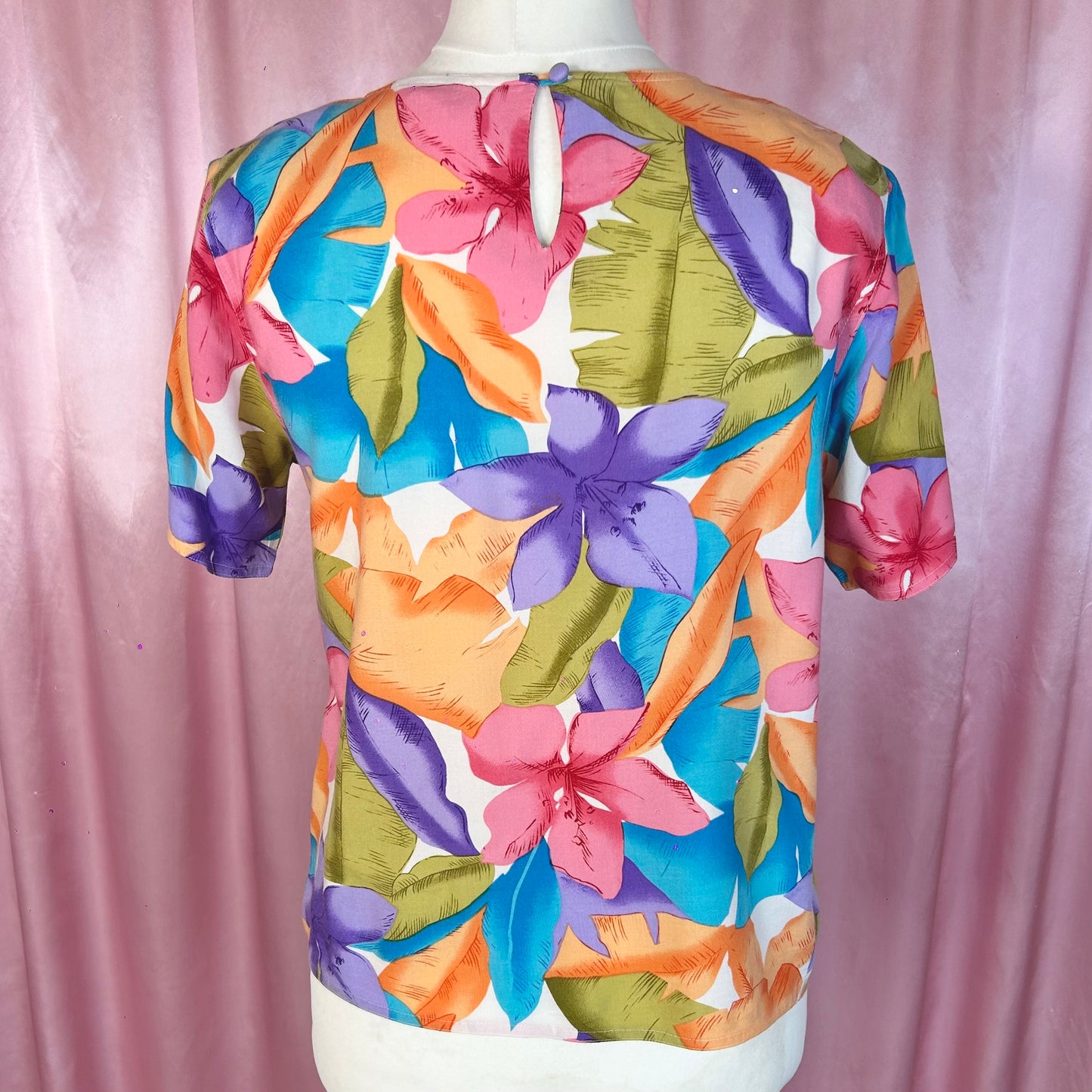 1980s Tropical floral print top, by Tess, size 12