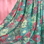 1950s Green floral dress, handmade, size 8