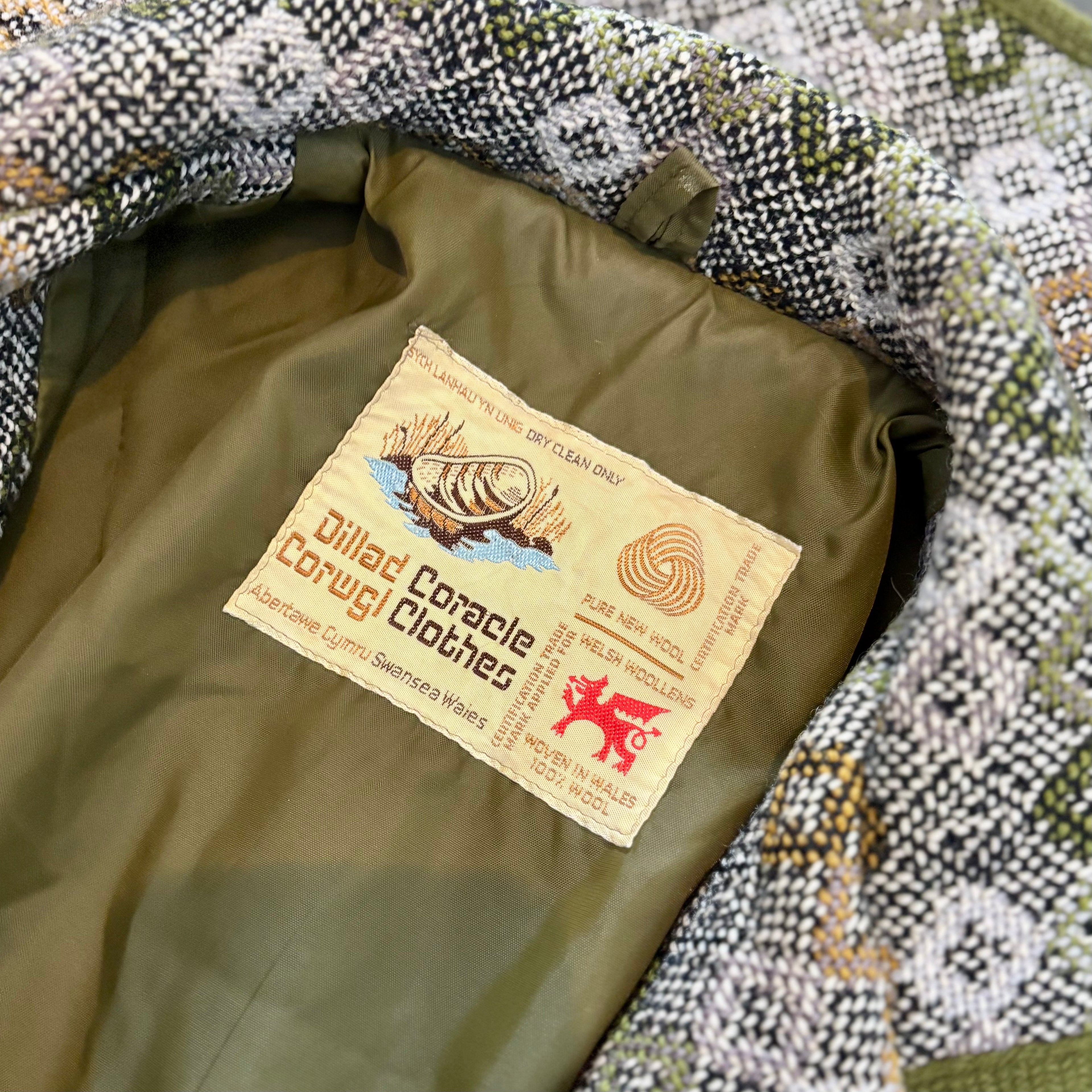 1960s/70s Green welsh wool coat, by Dillad Coracle, size 12