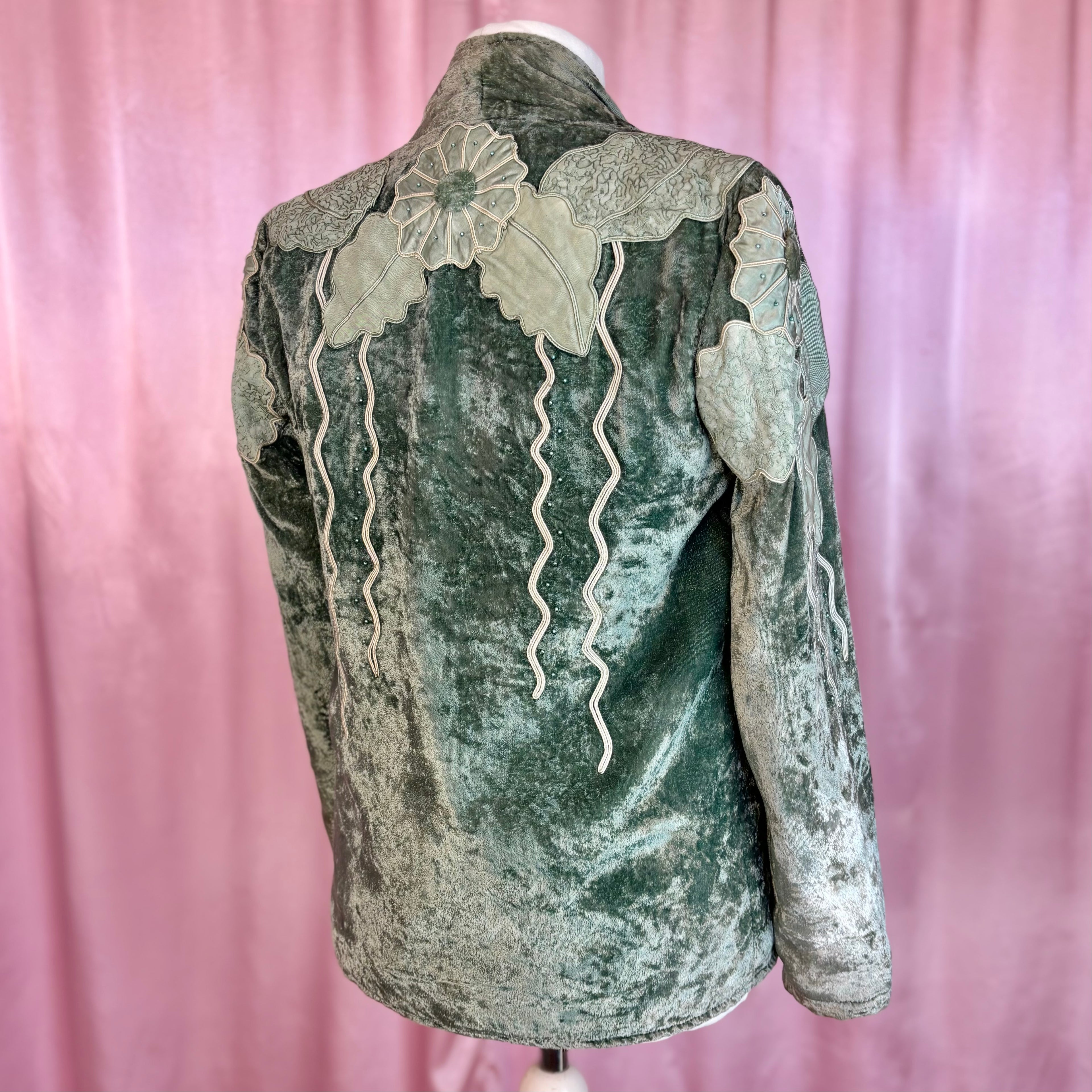 1980s Embellished velvet jacket, Handmade, size 12