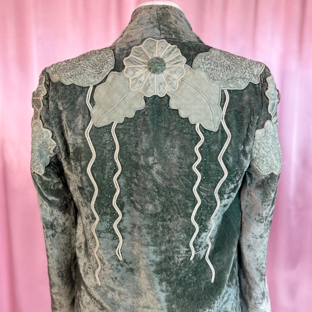 1980s Embellished velvet jacket, Handmade, size 12