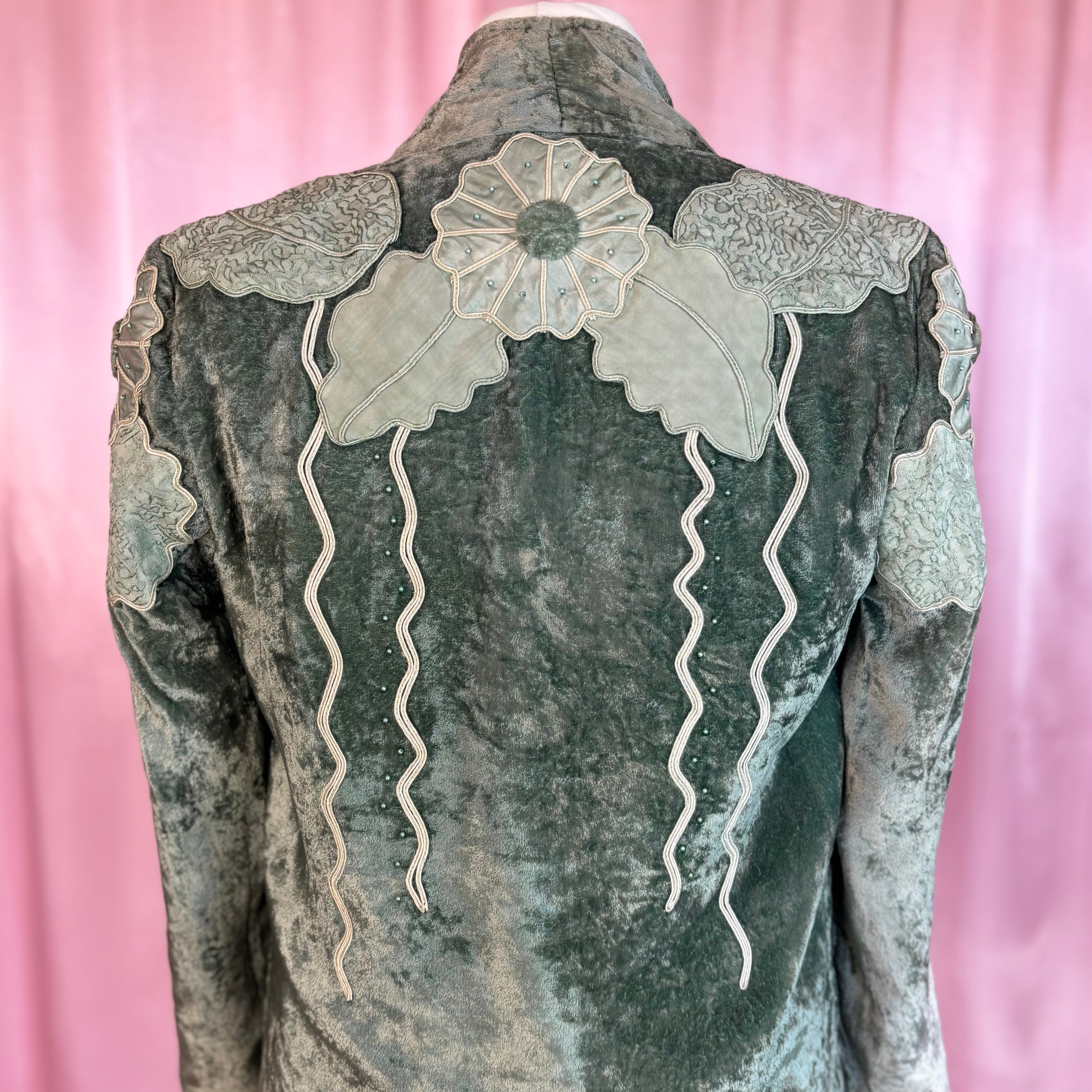 1980s Embellished velvet jacket, Handmade, size 12