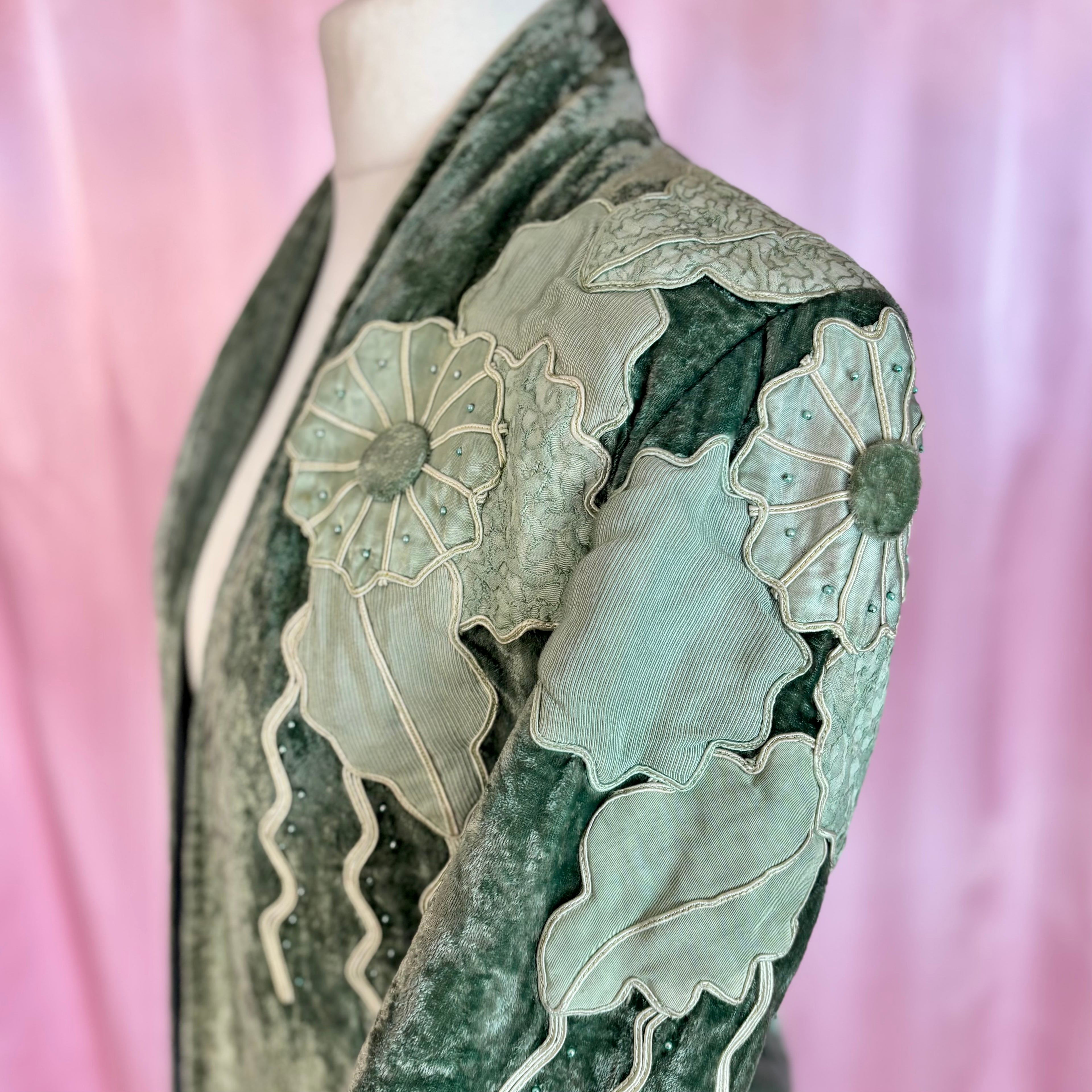 1980s Embellished velvet jacket, Handmade, size 12