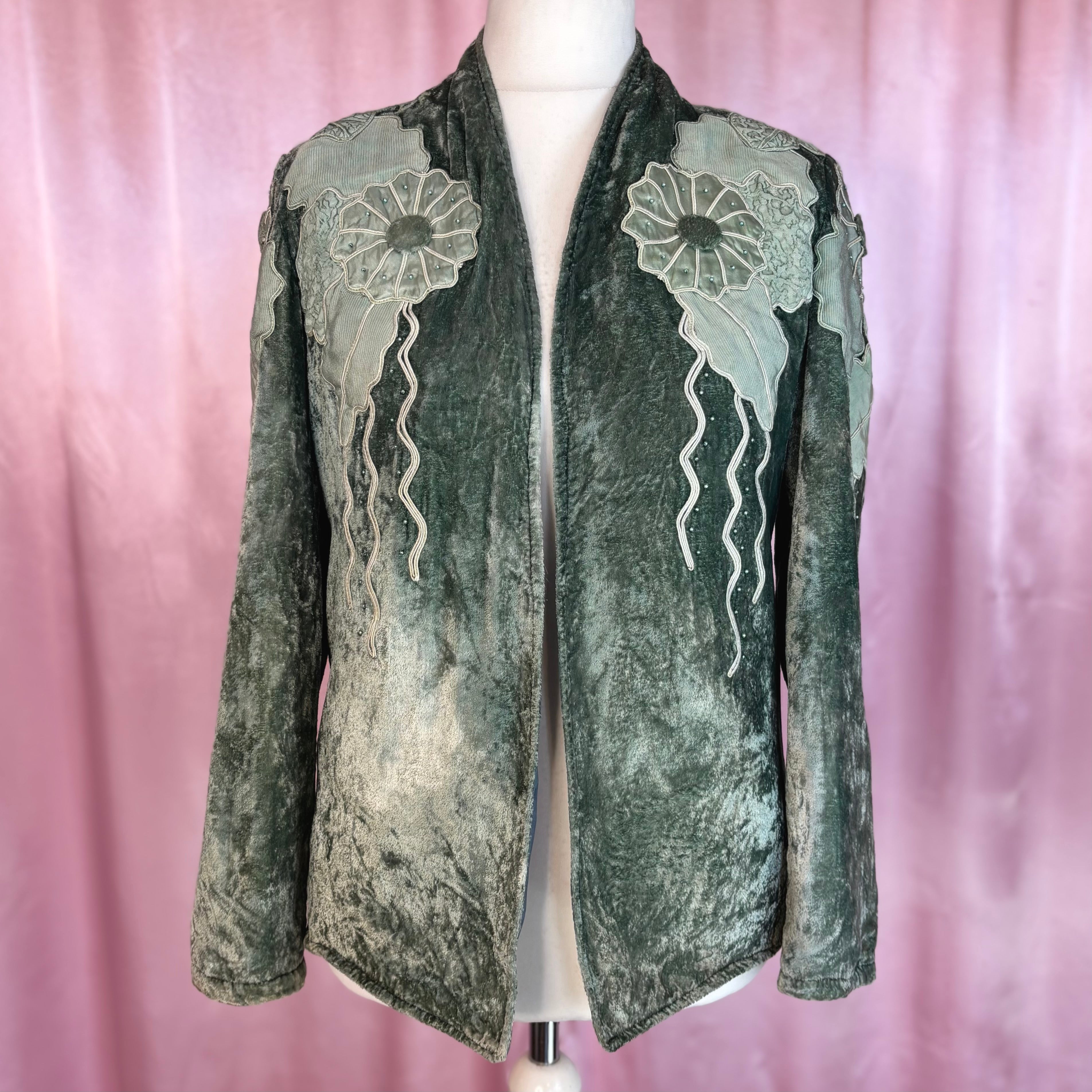 1980s Embellished velvet jacket, Handmade, size 12