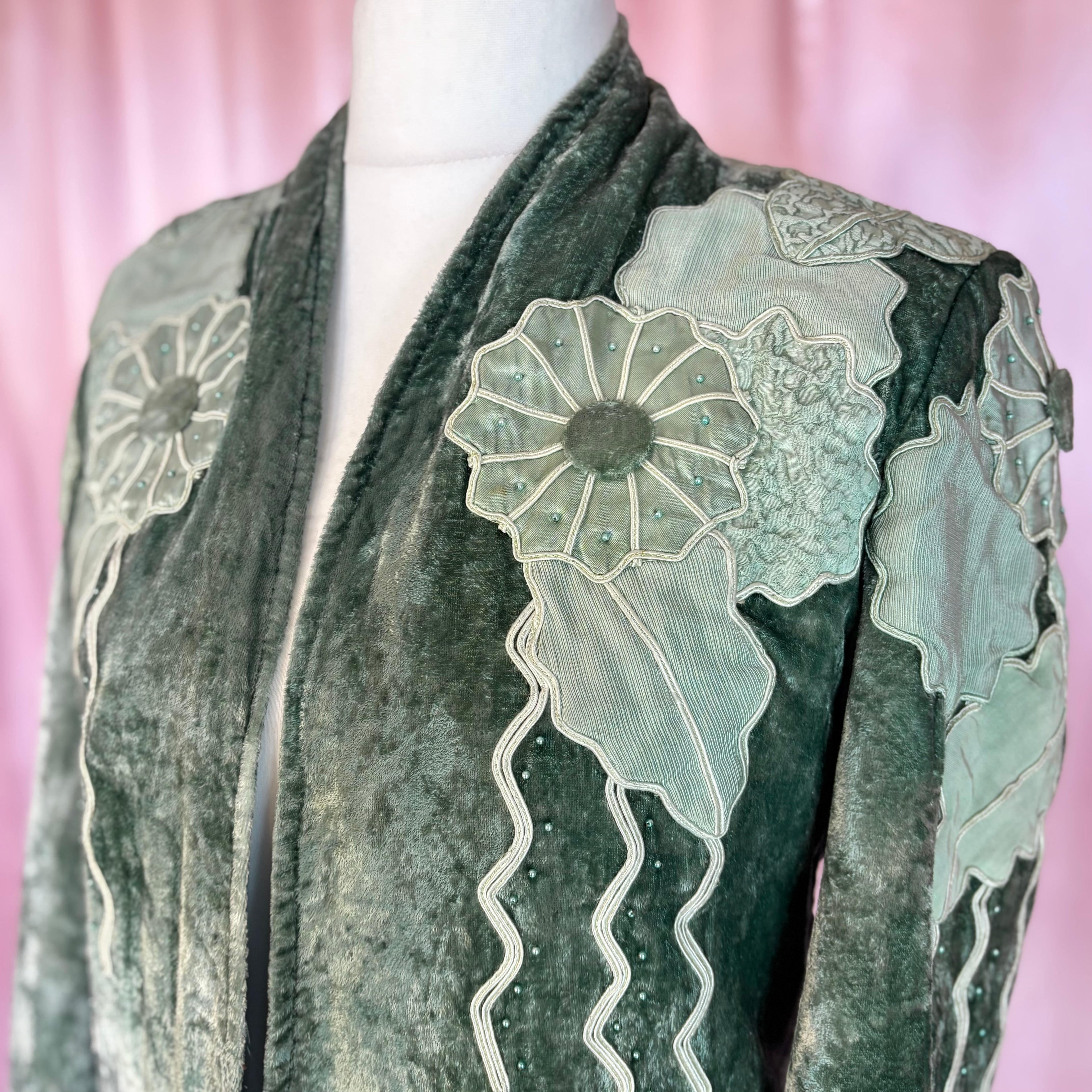 1980s Embellished velvet jacket, Handmade, size 12